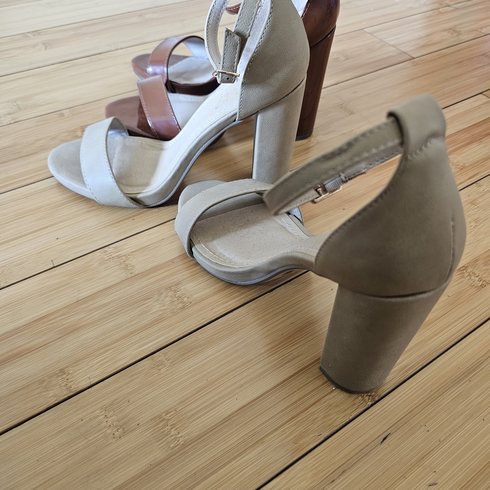Women's Brown and Tan Heels Sz 6 - Picture 4 of 4